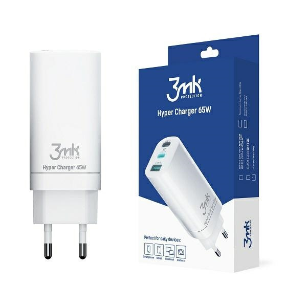 3mk HyperCharger 65W 2xUSB-C + 1xUSB-A chargeur GAN, PD+QC