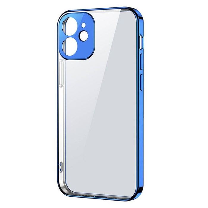 Joyroom New Beauty Series transparent ultra-fin coque avec cadre métallique pour iPhone 12 Pro Max bleu foncé (JR-BP744)