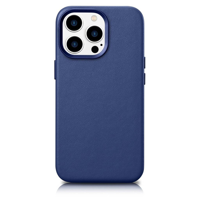 iCarer Case Leather Housse en cuir véritable pour iPhone 14 Pro Bleu (WMI14220706-BU) (Compatible MagSafe)