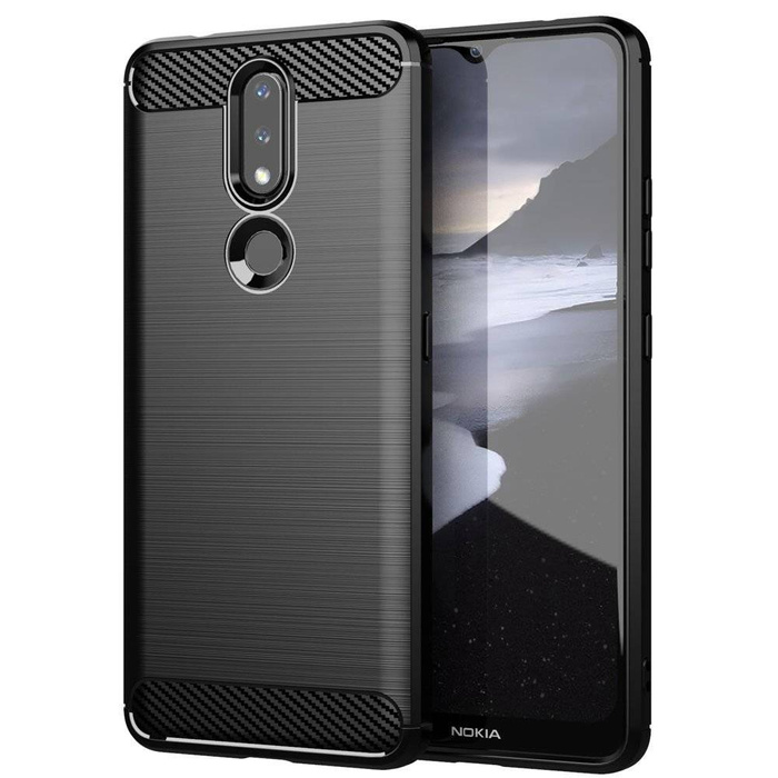 Carbone Case flexible coque couverture Nokia 2.4 noir