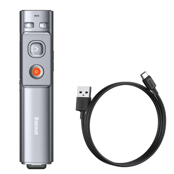 Baseus Orange Dot Wireless Presenter (Red Laser)(Charging version) gray (WKCD000013)