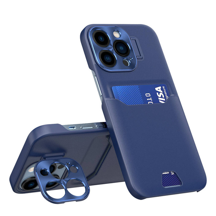 Leder Stand Case für Samsung Galaxy S23 Ultra Cover Kartenetui mit Ständer blau