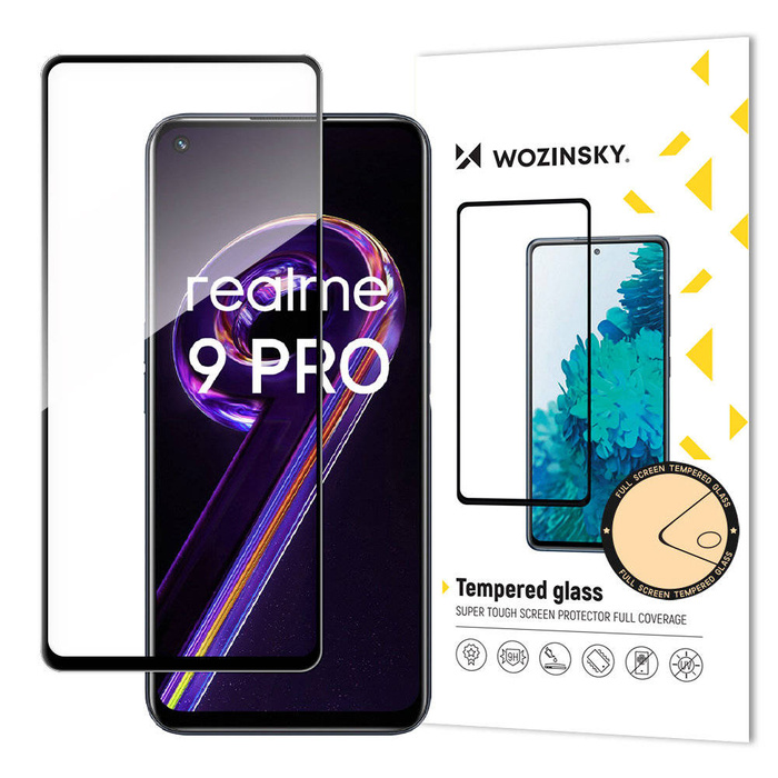 Wozinsky super durable tempered Glass Full Glue for full screen with frame Case Friendly Realme 9 Pro black