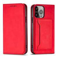 Custodia per carte magnetiche per iPhone 14 Pro Max flip cover portafoglio stand rosso