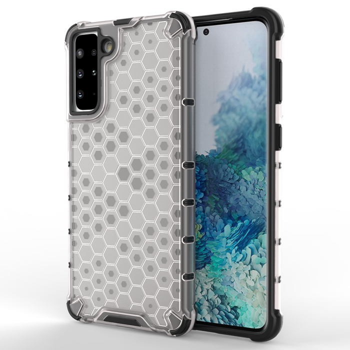 Honeycomb pouzdro pancéřový kryt s gelovým rámečkem Samsung Galaxy S21+ 5G (S21 Plus 5G) transparentní