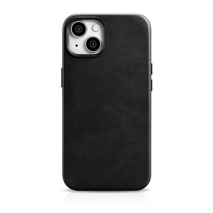 iCarer Oil Wax Premium Leather Case iPhone 14 Étui en cuir magnétique avec MagSafe Noir (WMI14220701-BK)