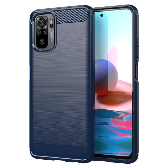 Carbon Case flexibilní pouzdro kryt Xiaomi Redmi Note 10 / Redmi Note 10S modrý