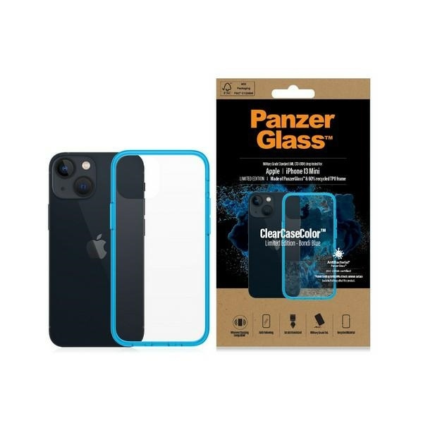 PanzerGlass ClearCase iPhone 13 Mini 5.4" Antibakteriell Militärische Qualität Bondi Blau 0326