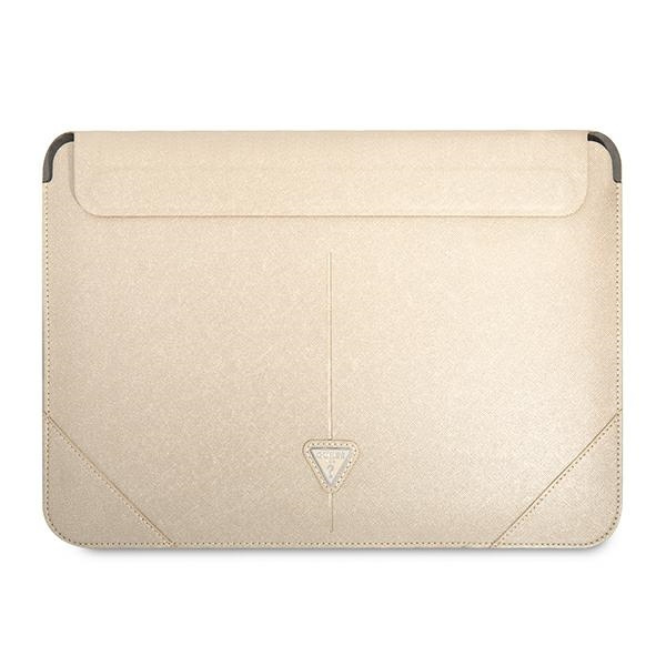 Pouzdro GUESS Laptop 13 14 Sleeve Saffiano Triangle Logo Beige Case