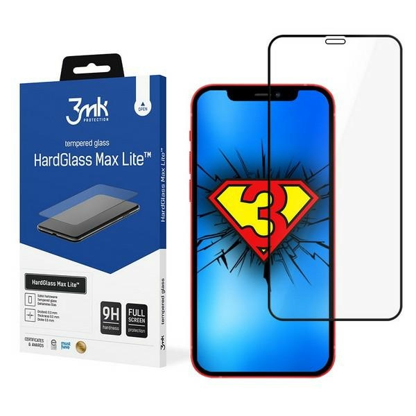 Tempered Glass 3mk Apple iPhone 12 12 Pro 6.1 HG Max Lite Black Glass