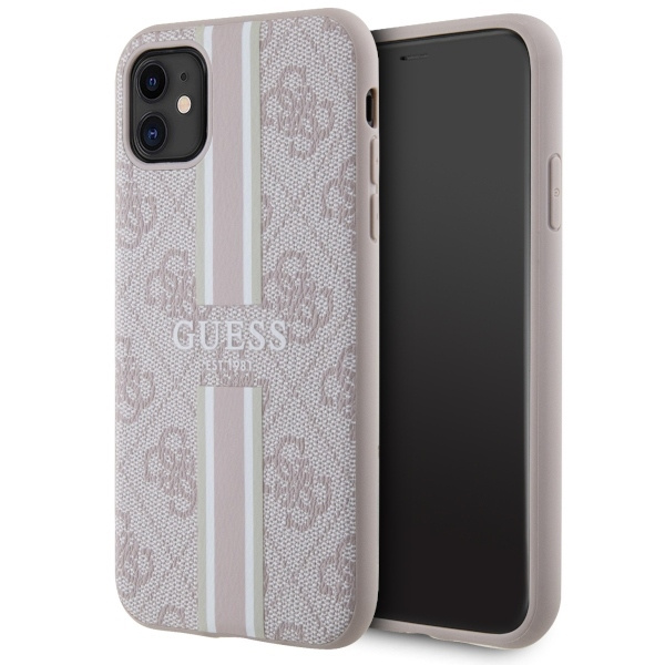 Case Guess GUHMN61P4RPSP iPhone 11 / Xr pink/pink hardcase 4G Printed Stripes MagSafe Case