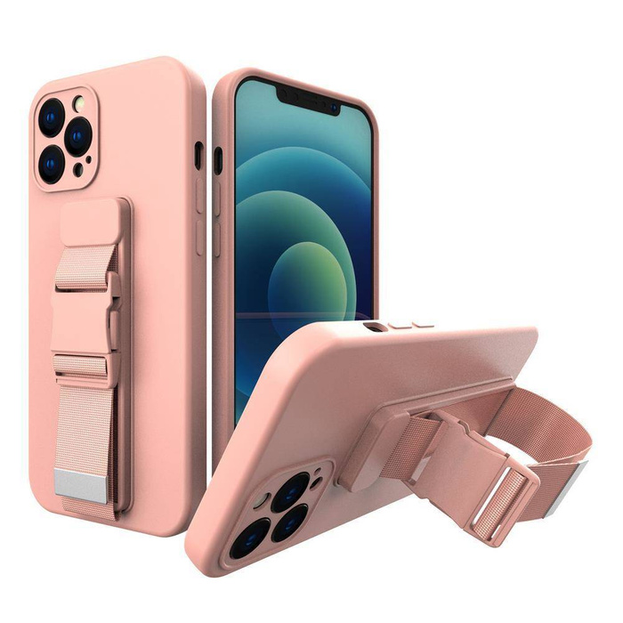 Corde Cas Silicone Longe Couverture Bourse Longe Sangle Pour Samsung Galaxy A53 5G Rose