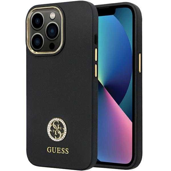 Case Guess GUHCP13XM4DGPK iPhone 13 Pro Max 6.7" black/black hardcase Silicone Logo Strass 4G Case