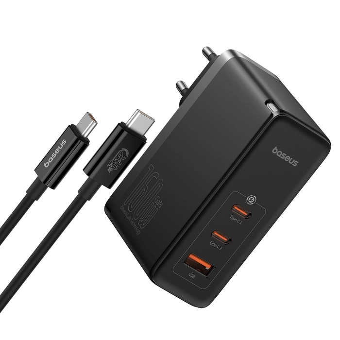 Wall charger Baseus GaN5 Pro 2xUSB-C + USB, 160W (black)