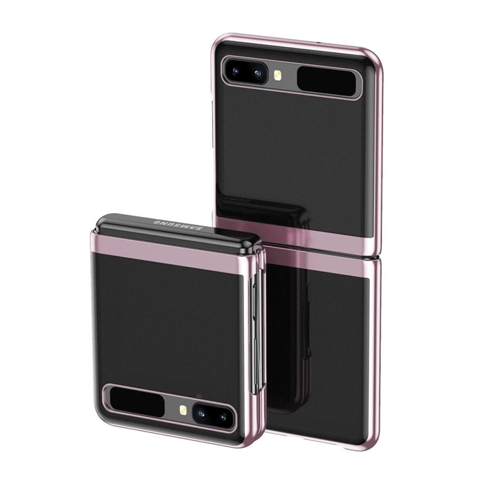 [APRÈS RETOUR] Etui de placage Etui rigide Cadre de galvanoplastie Etui pour Samsung Galaxy Z Flip rose