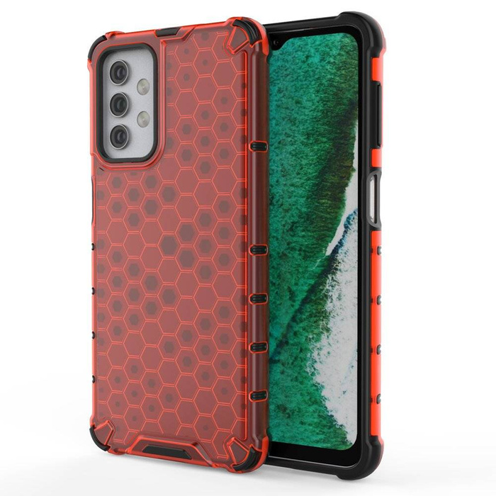 Cover blindata a nido d&#39;ape con cornice in gel per Samsung Galaxy A32 5G rosso