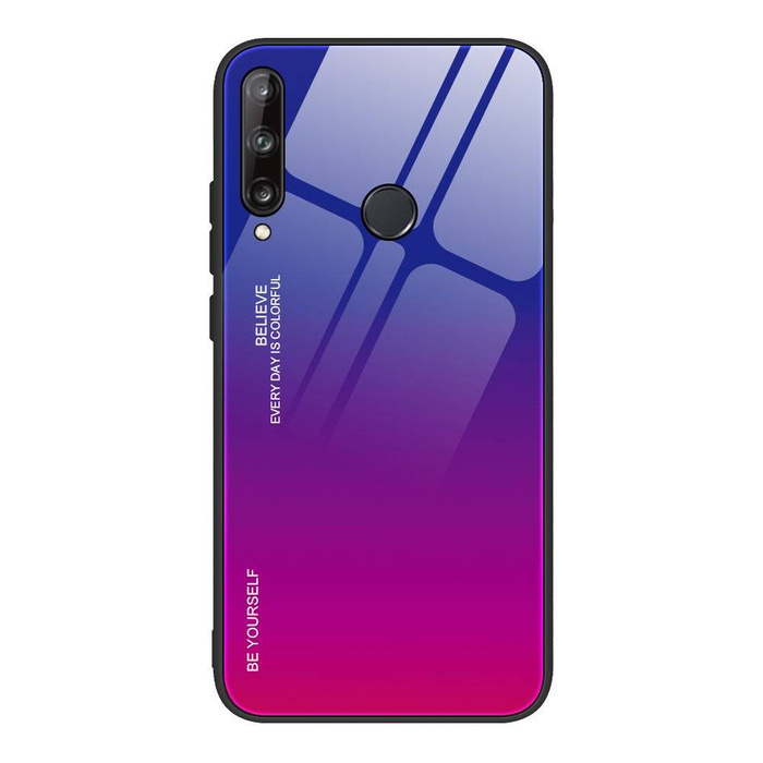 Gradient Glass Durable Cover with Tempered Glass Back Huawei P40 Lite E pink-purple