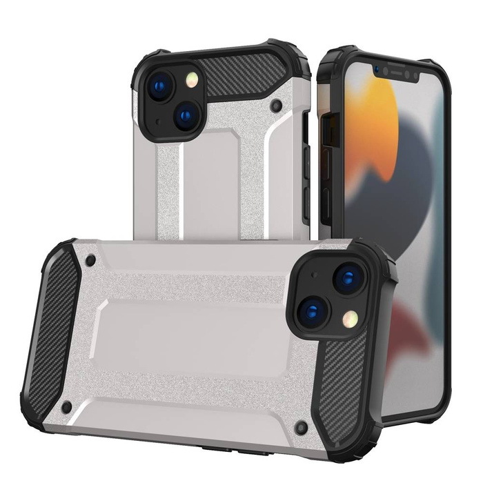 Hybrid Armor blindé coque housse iPhone 13 argenté