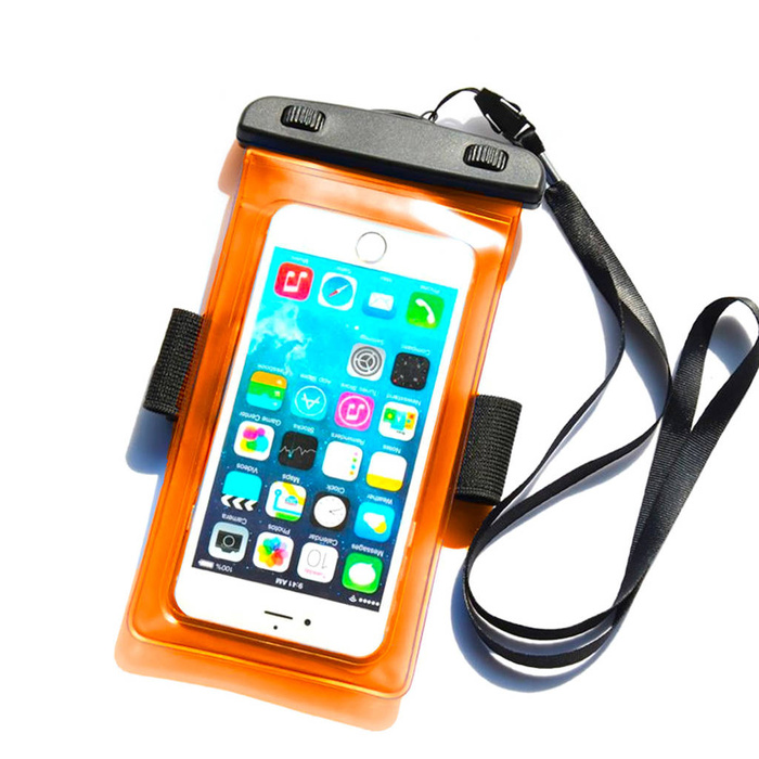 Boîtier étanche avec bande de téléphone en PVC - orange