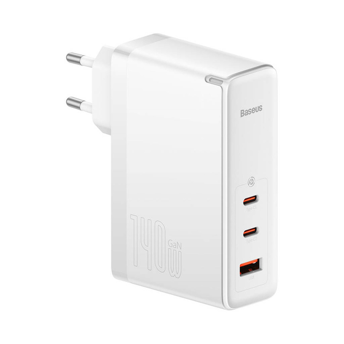 Baseus GaN5 Pro fast nabíječka 2xUSB-C+USB 140W EU bílá (CCGP100202)