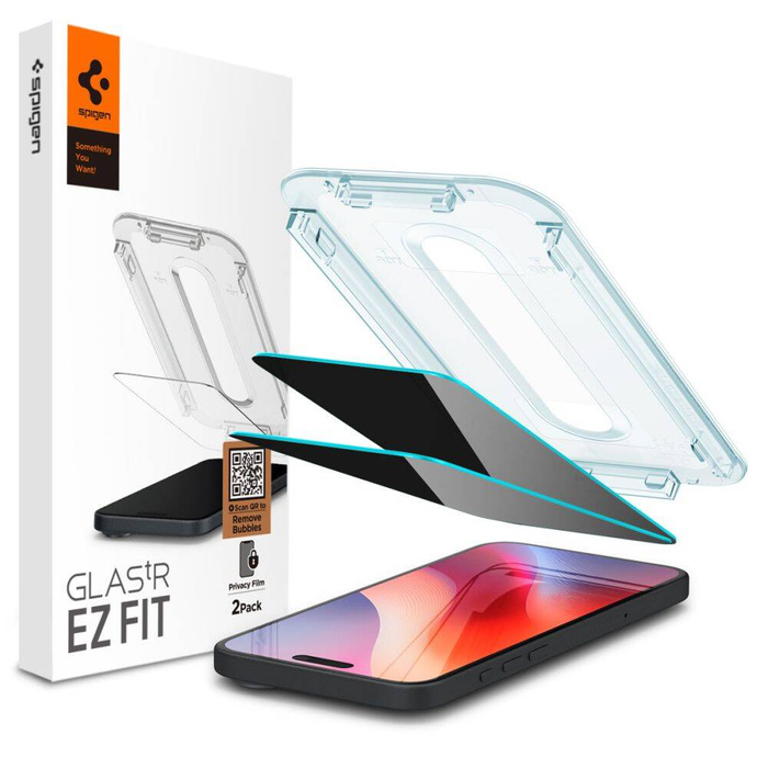 Glass PRIVATIZING Spigen GLAS.TR "EZ FIT" 2-PACK IPhone 16 PRO MAX PRIVACY