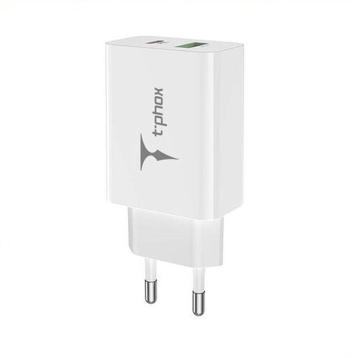 T-PHOX SPEEDY USB-C 20W + USB 18W QC 3.0 BLANCO/BLANCO