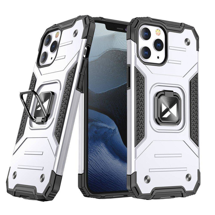 Wozinsky Ring Armor odolný kryt hybridního pouzdra + magnetický držák pro iPhone 13 Pro stříbrný