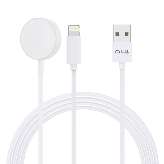 Cable Lightning Tech-protect Ultraboost 2in1 Magnetic Charging Cable & Lightning 150cm Apple Watch White