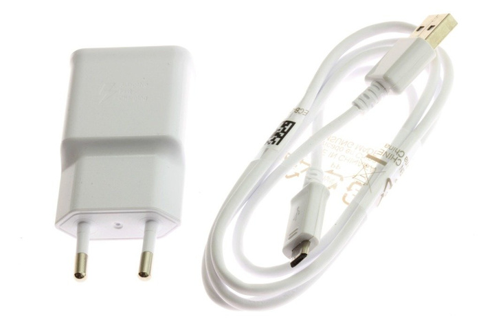 Genuine Charger SAMSUNG EP-TA200 Fast Charging + Cable Micro USB 1M Galaxy S6 S7 Edge White