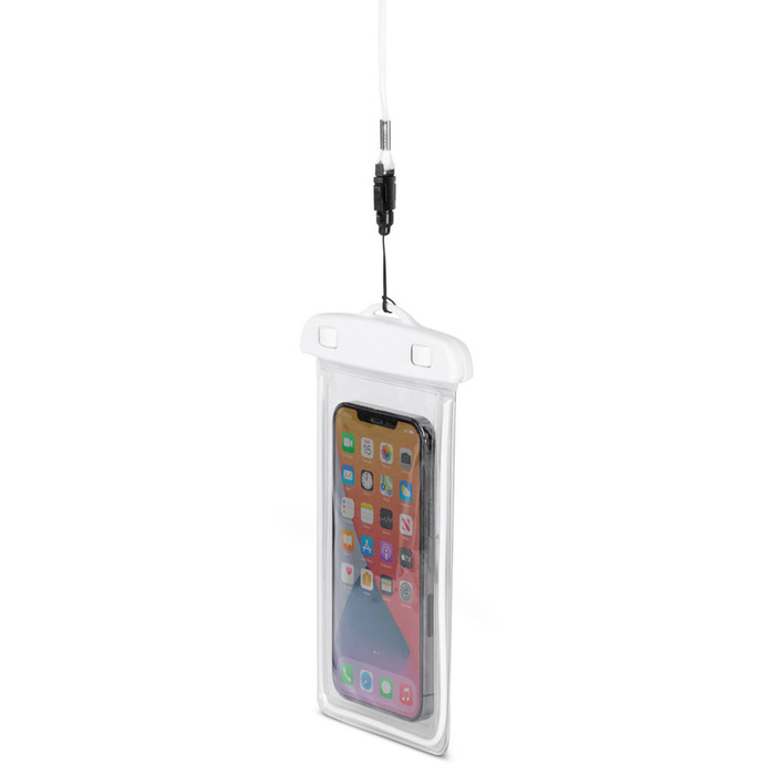 PVC waterproof phone case with lanyard - white