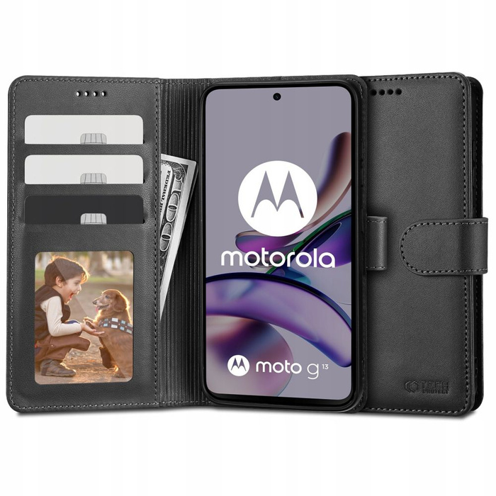 Telefontok Tech-protect pénztárca Motorola Moto G13 / G23 / G53 5G Fekete Case