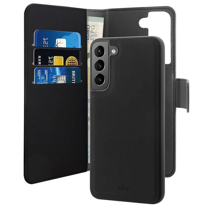 Coque PURO Samsung Galaxy S22 + Portefeuille Détachable - 2en1 (noir)