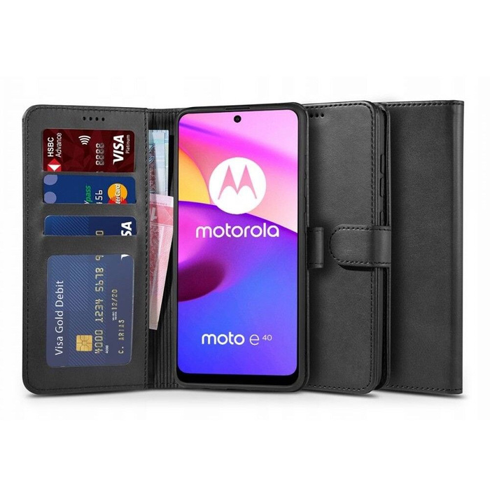 Peněženka TECH-PROTECT Motorola Moto E20 E40 Pouzdro Black Case