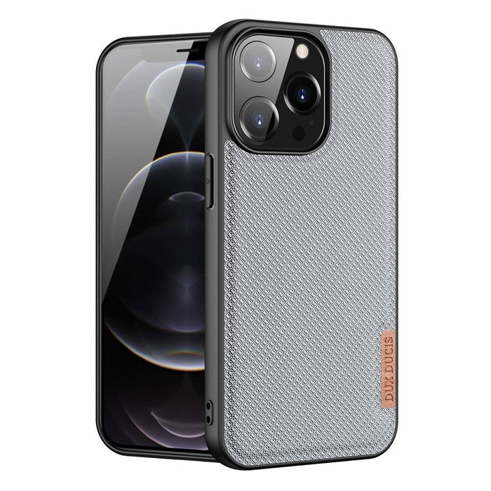 Custodia Dux Ducis Fino rivestita in nylon per iPhone 13 Pro grigio