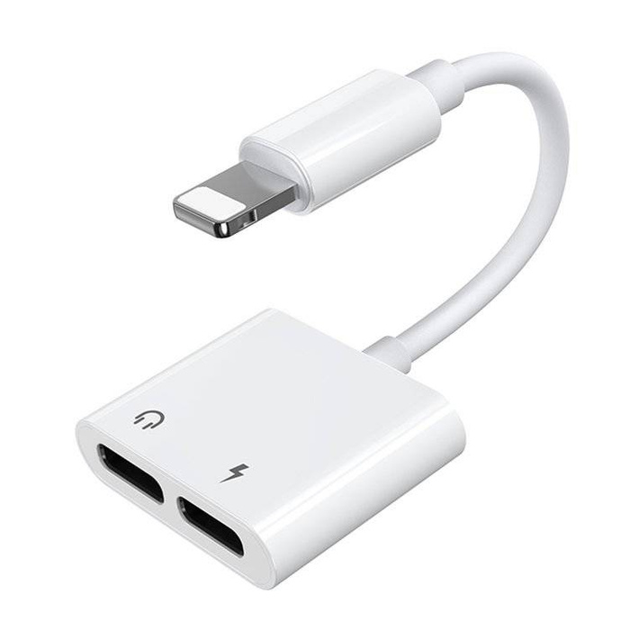 Joyroom Lightning - 2x Lightning headphone adapter audio and charging white (S-Y104)