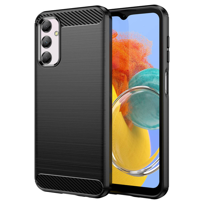 Custodia flessibile con motivo carbonio per Samsung Galaxy M14 Carbon Case - nera