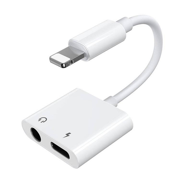 Adaptateur Joyroom séparateur de casque Lightning - Lightning / mini jack 3,5 mm blanc (S-Y104)