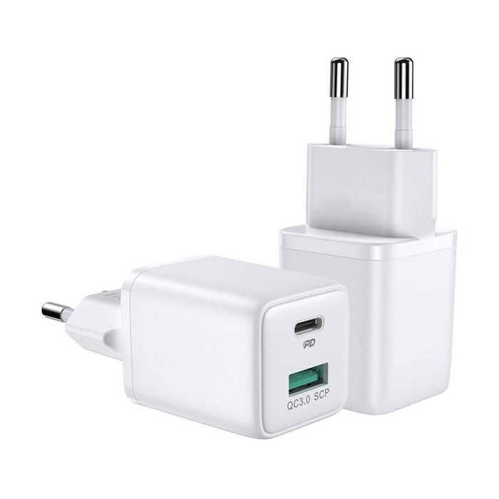 Joyroom ladergerät USB / USB Typ C 30W Power Delivery QuickCharge 3.0 AFC FCP Weiß (L-QP303)