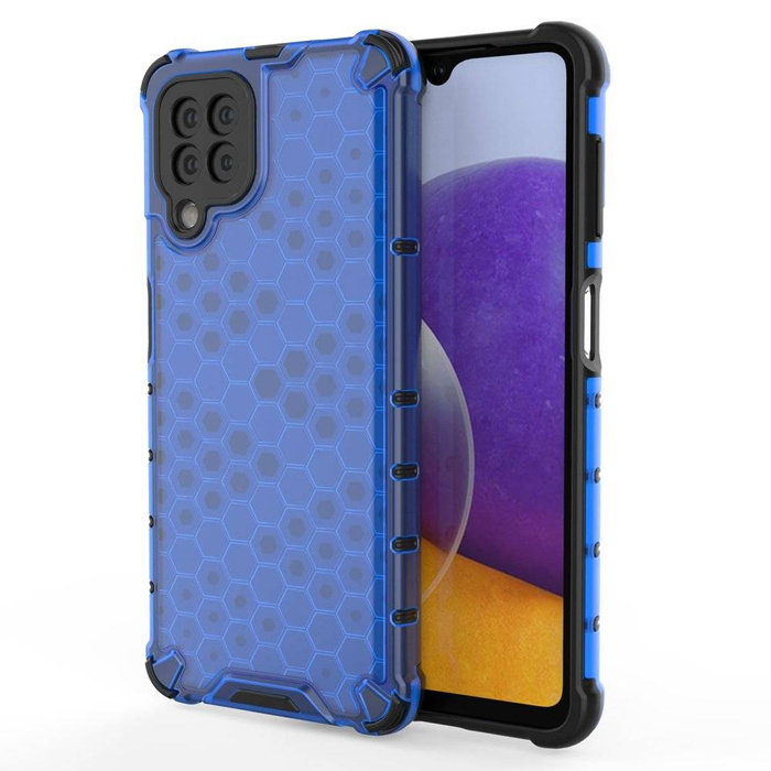 Honeycomb Case armor cover with TPU Bumper for Samsung Galaxy A22 4G blue