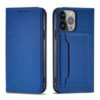 Custodia per carte magnetiche per iPhone 14 Plus con custodia a portafoglio con custodia blu