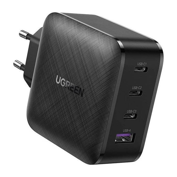 Ugreen rychlá nabíječka PPS 65W USB / 3x USB Type C QC 3.0 Power Delivery SCP FCP AFC (nitrid galia) černá (CD224 70774)