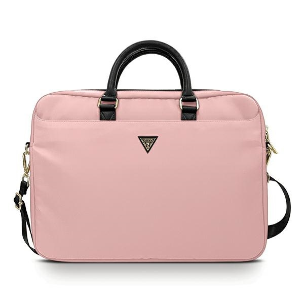 GUESS Laptop 16 Nylon Triangle Logo Bag Pink