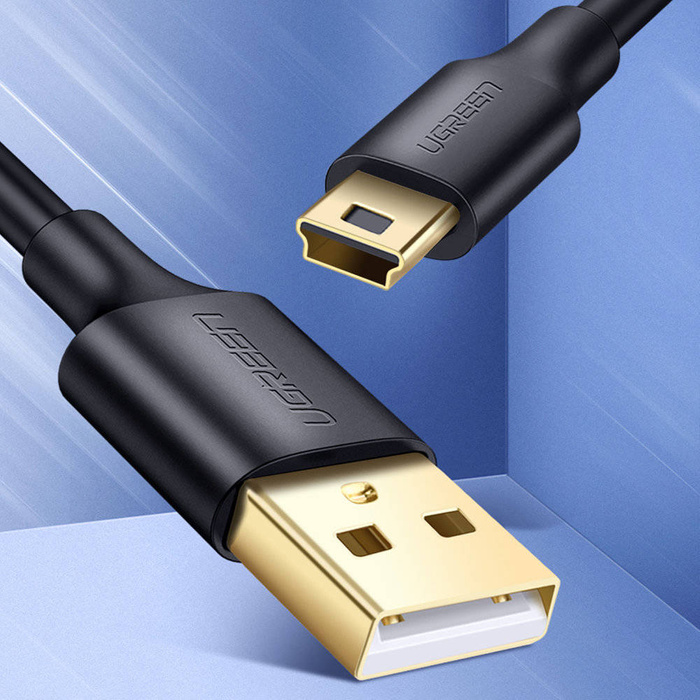 Ugreen 5pinový pozlacený kabel USB - mini USB 0,5m černý (US132)