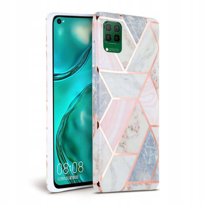 Cover TECH-PROTECT Marble Huawei P40 Lite Custodia rosa