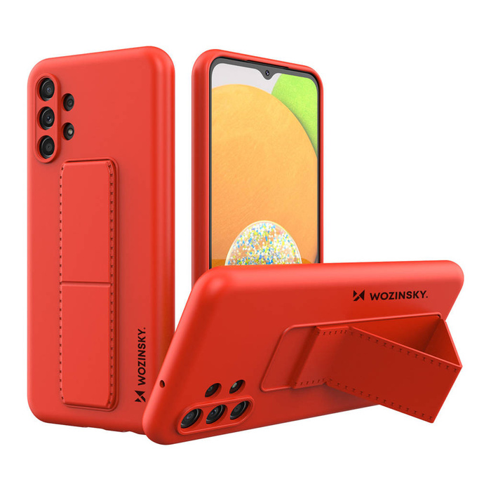 Wozinsky Kickstand Case Silicone Stand Cover pour Samsung Galaxy A13 5G Rouge