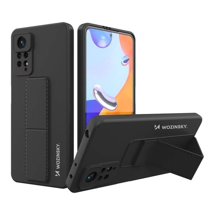 Wozinsky Kickstand Case rugalmas szilikon állvány burkolat Xiaomi Telefontok Note 11 Pro + / 11 Pro fekete