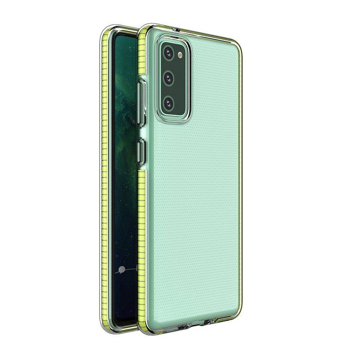 Pružinový Case gelový kryt pouzdro s barevným rámečkem pro Samsung Galaxy A72 4G žlutý