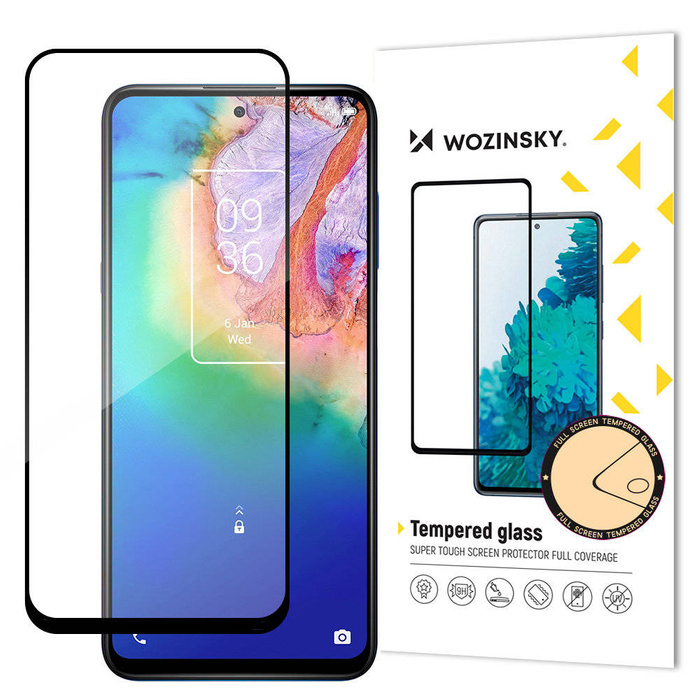 Wozinsky Super Tough Full Glue Tempered Glass Vollbild mit Rahmen Case Friendly TCL 20 5G Schwarz