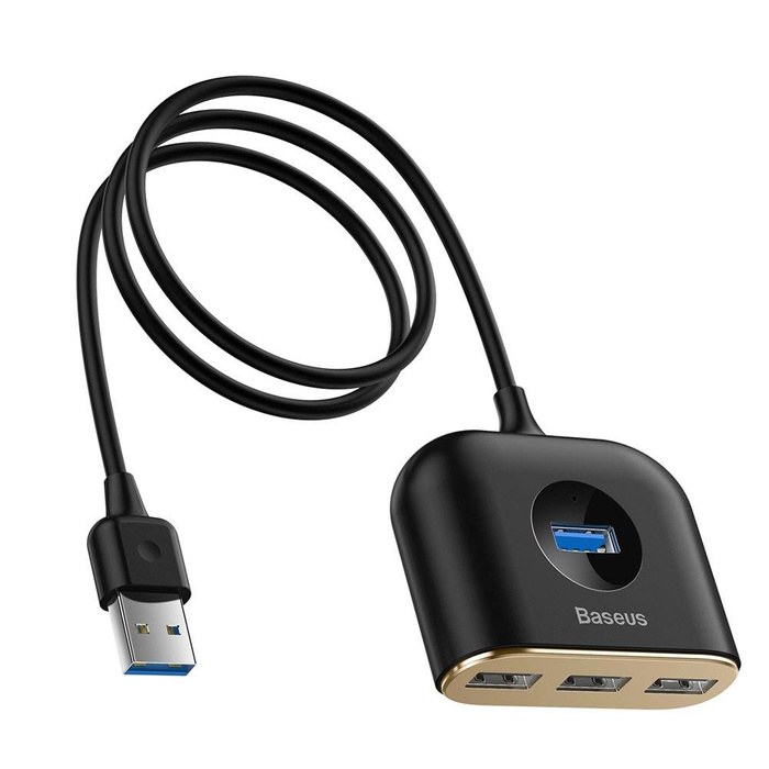 Adaptateur HUB USB Baseus Square 4 en 1 (USB3.0 À USB3.0 * 1 + USB2.0 * 3) 1m Noir (CAHUB-AY01)