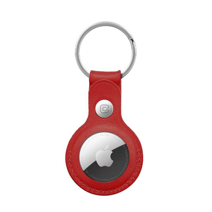 CRONG Apple AirTag Leather Case with Key Ring - Leather (Red)